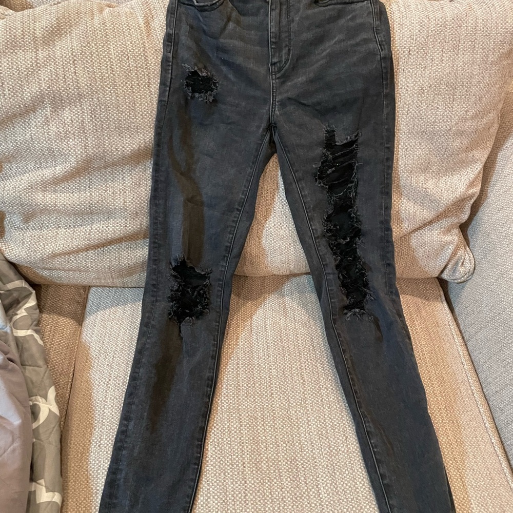American Eagle Outfitters Black Distressed Skinny Jeans